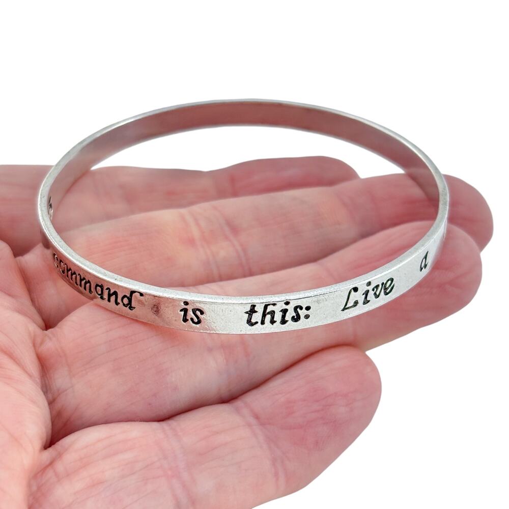 Vintage Sterling Silver 925 Bible Verse Bangle 2 John 1:6 8"